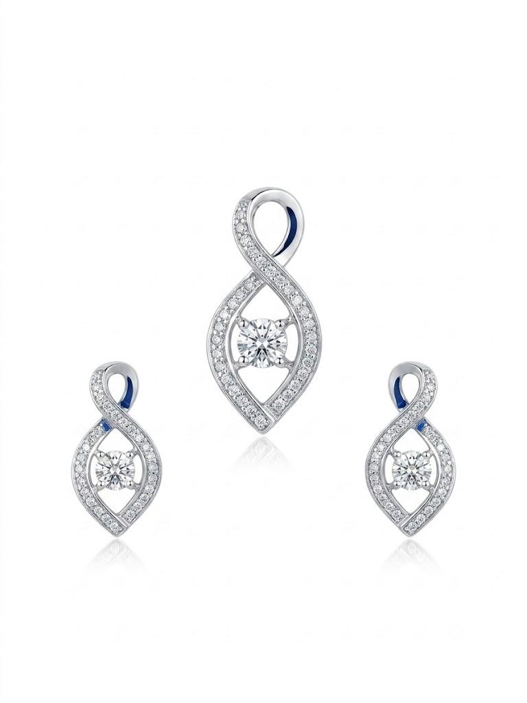 Sapphire Accent Infinity Pendant Set