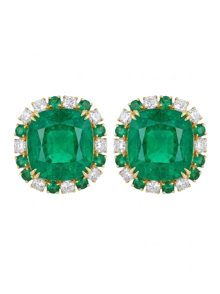 Emerald Sunburst Halo Studs