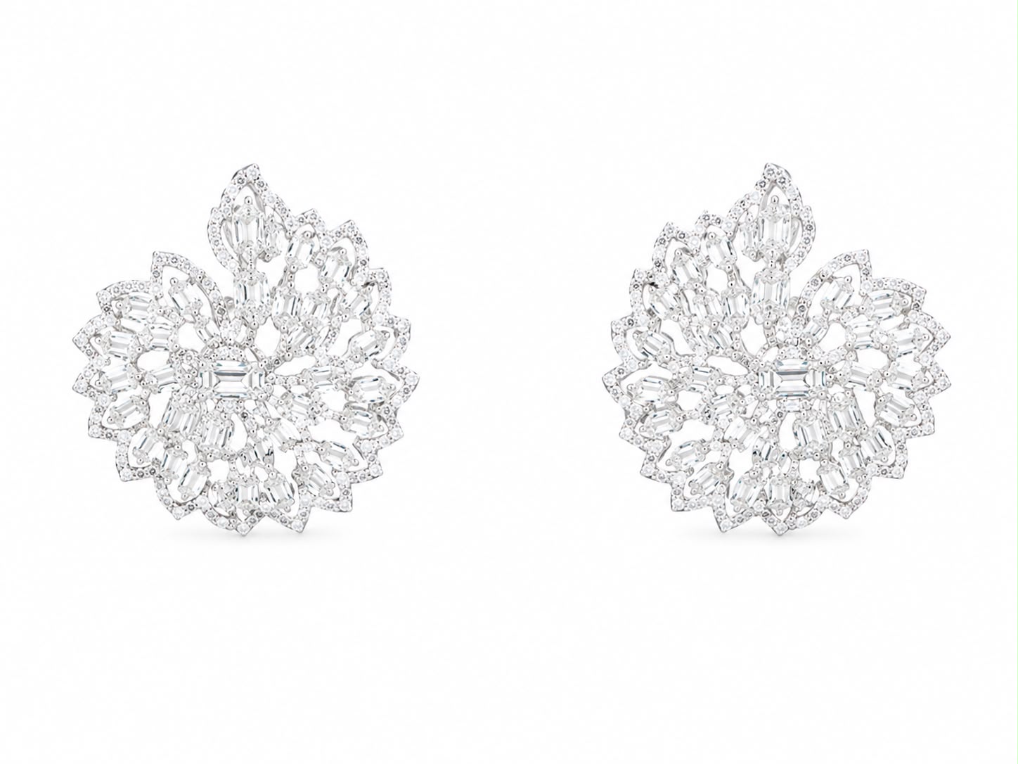 Diamond Baguette Snowflake Studs