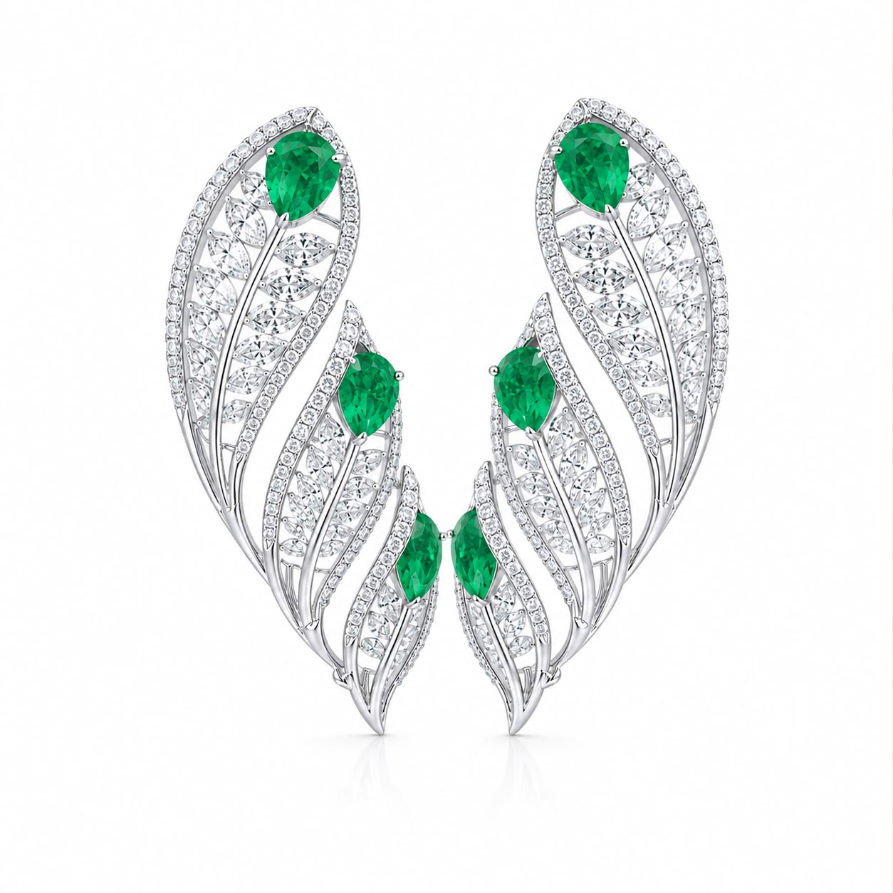 Emerald Diamond Wing Ear Cuffs