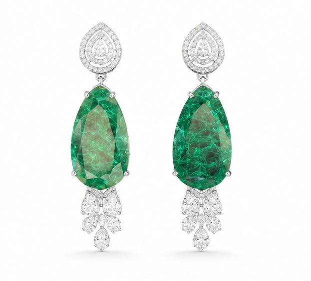 Emerald Diamond Drop Earrings