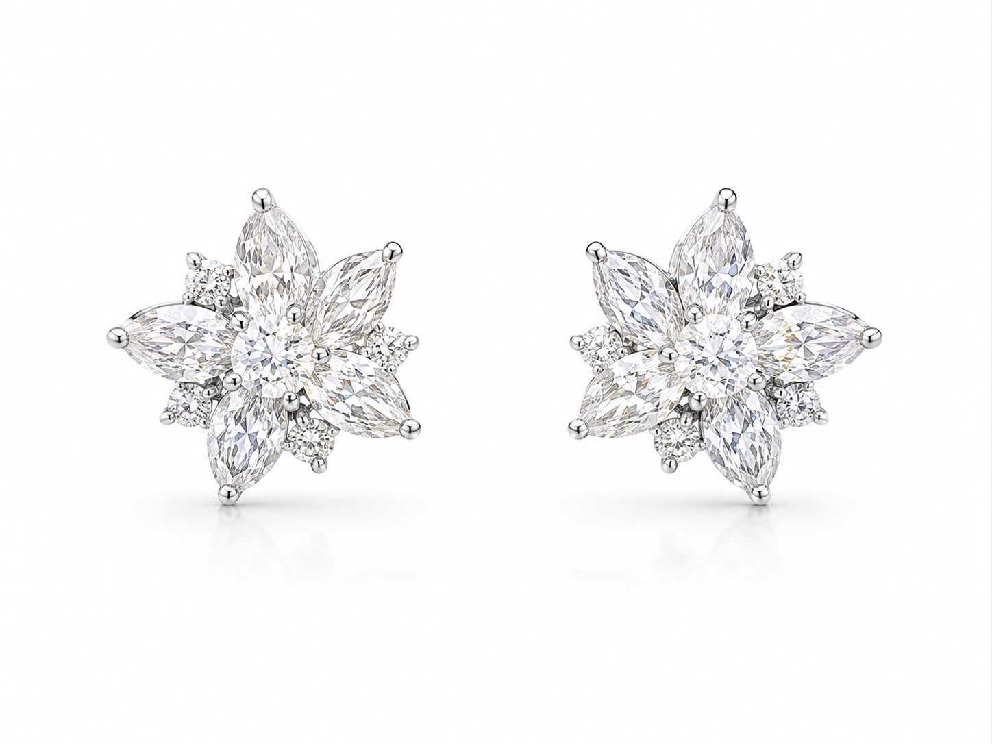 Diamond Marquise Flower Studs