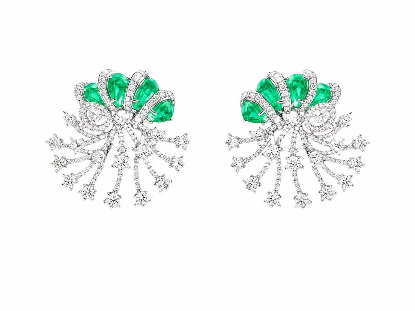 Emerald Firework Drop Earrings