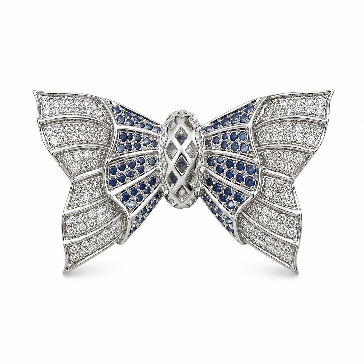 Sapphire Diamond Butterfly Brooch