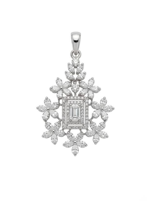 Diamond Floral Cluster Pendant