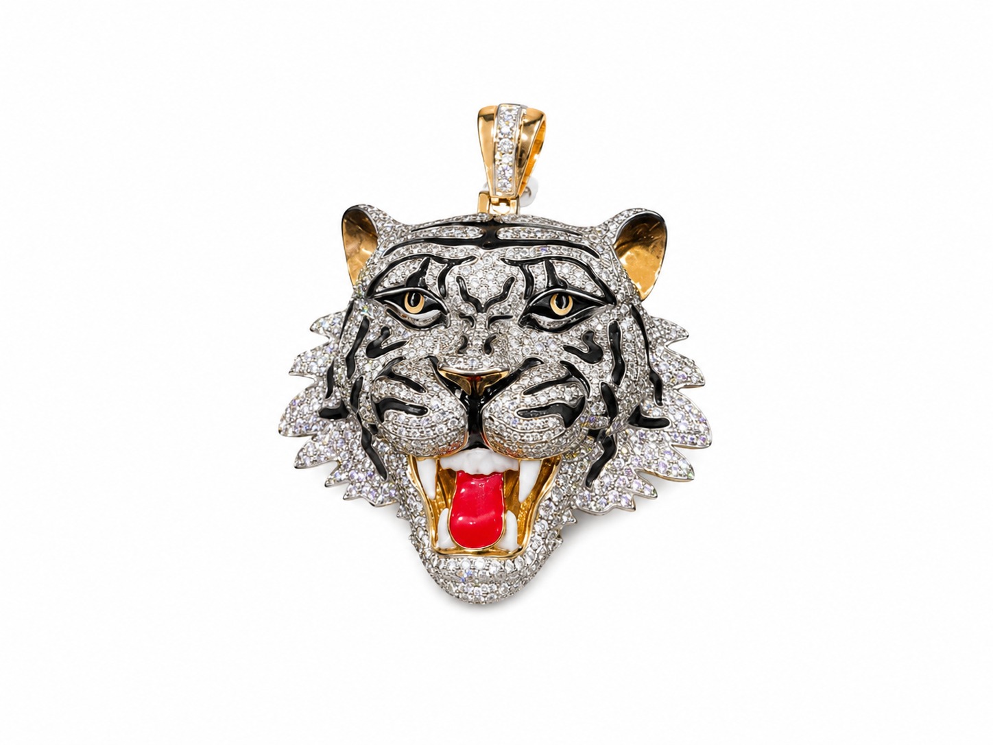 Diamond Tiger Head Pendant
