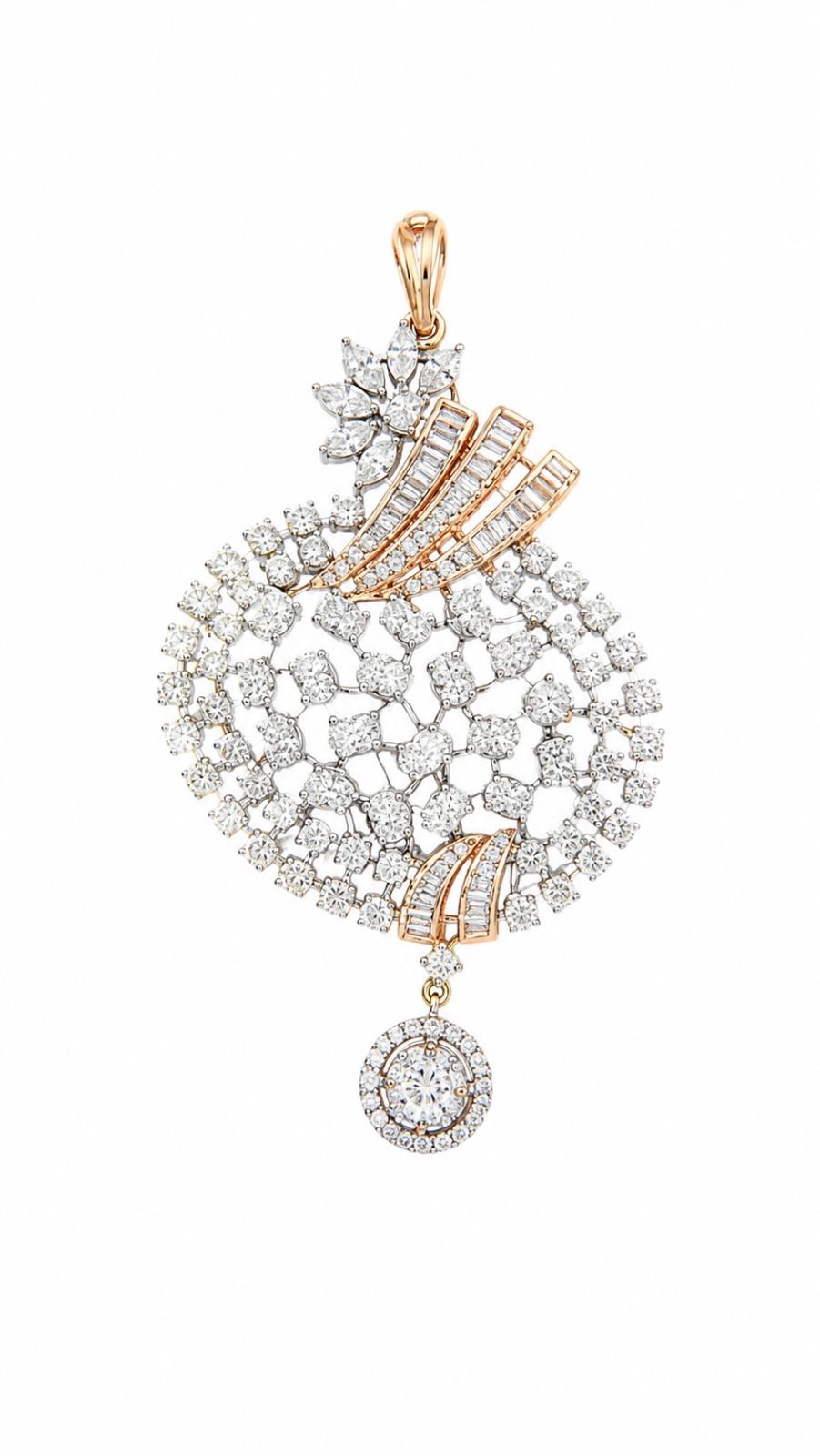 Two-Tone Diamond Fan Pendant