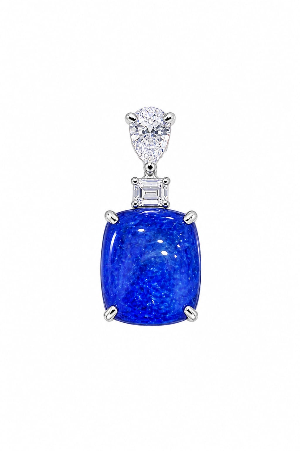 Blue Chalcedony Diamond Cushion Pendant