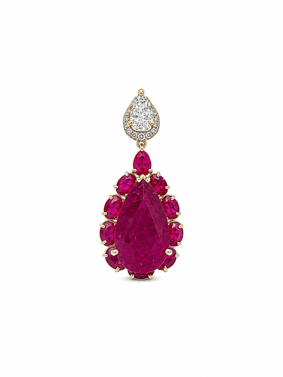 Ruby Diamond Pear Drop Earring