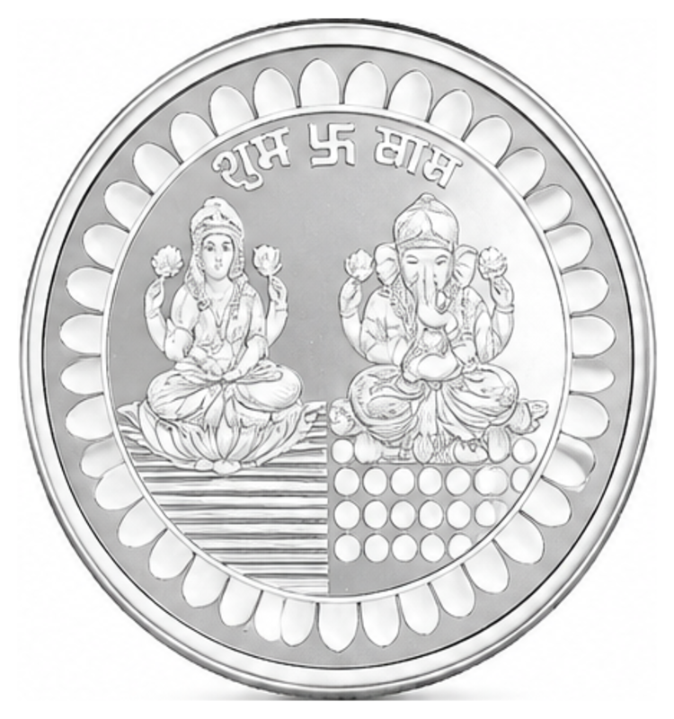 PPJ 999 Purity 100gm Laxmi Ganesh Silver Coin