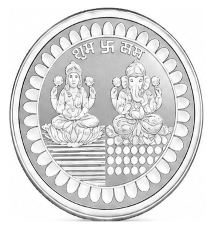 PPJ 999 Purity 50gm Laxmi Ganesh Silver Coin